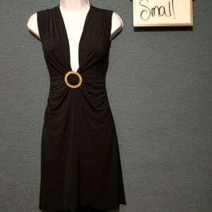 Xoxo sexy low cut black stretchy midi dress small
